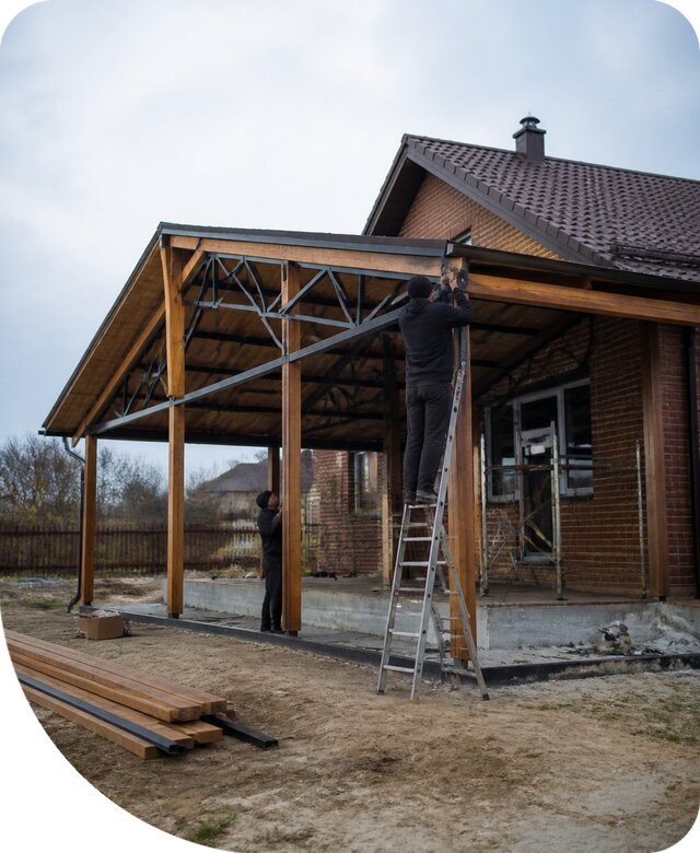 Пристройка навеса к дому и участку в Аксае под ключ